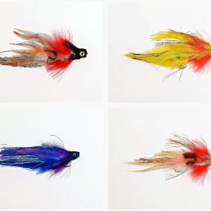 Pack de 4 streamers artesanales en rojo, amarillo, azul y crema, montados a mano en Valencia
