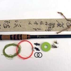 Handmade tenkara rod R20, 348 cm, 10 sections, with linen sleeve, jute cord and gift set, made in Valencia, Spain
