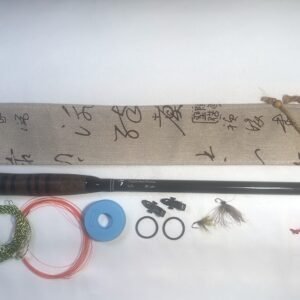 Handmade Tenkara R10 rod, numbered 10 of 24, with unique hand-stitched calligraphy-print fabric case and gift set